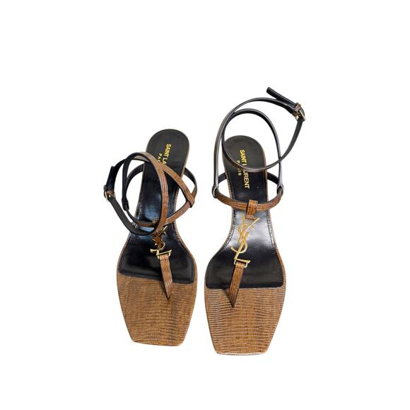 Saint Laurent NIB Cassandra 60mm Leather Sandals in Macadamia Brown Size 39.5 - Picture 11 of 11